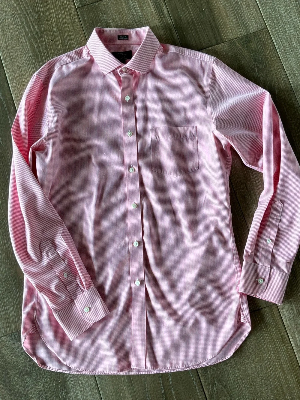 Thompson Shirting for J Crew pink gingham wrinkle free men’s shirt size medium